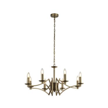 Searchlight Ascot - Kronleuchter - Ø 72 x 150 cm - Messing antik