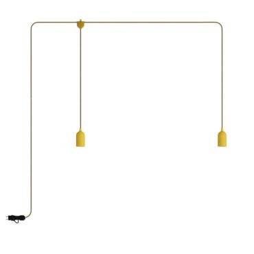 Creative Cables Eiva F-snake - tragbare Lichtgirlande - 2,25 Meter Gesamtlänge - 2 x Eiva 3-fach E27 Fassung mit Silikonkabelhalter - IP65 - senfgelb