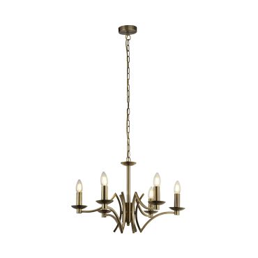 Searchlight Ascot - Kronleuchter - Ø 56 x 150 cm - Messing antik