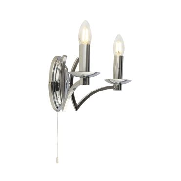 Searchlight Ascot - Wandleuchte mit Zugschalter - 32,5 x 17 cm - Chrom