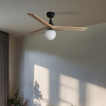 Faro Klim M - Deckenventilator mit Licht - Ø 125 cm - matt schwarz und Kiefer