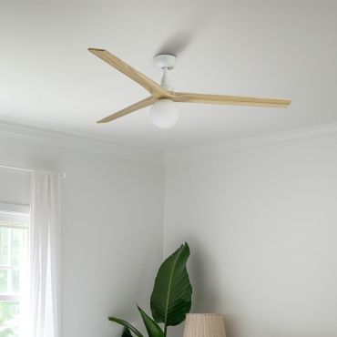 Faro Klim L - Deckenventilator mit Licht - Ø 150 cm - matt Weiß und Kiefer