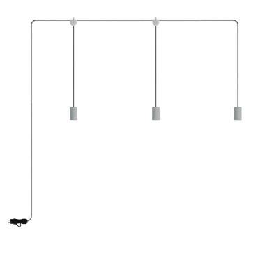 Creative Cables Eiva E-snake - tragbare Lichtgirlande - 2,7 Meter Gesamtlänge - 3 x Eiva 3-fach E27 Fassung mit Silikonkabelhalter - IP65 - gletschergrau