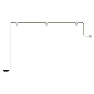 Creative Cables Eiva - tragbare Lichtgirlande - 4,9 Meter Gesamtlänge - 3 x Eiva 2-Wege E27-Leuchtmittel mit Silikonkabelhalter - IP65 - grün &amp; weiß