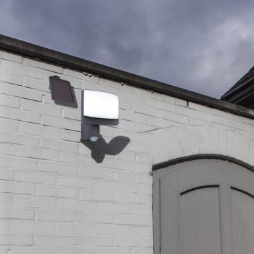 Lutec Sunshine - Außenwandleuchte mit Solarsensor - 17 x 18 x 20,5 cm - 11W LED inkl. - IP54 - dunkelgrau - kaltweiß