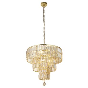Searchlight Empire - Pendelleuchte - Ø 48 x 150 cm - Messing satiniert und champagnerfarben