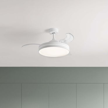 Nova Luce Nevma - Deckenventilator mit Licht und Fernbedienung - Ø 107 x 49 cm - 36W LED inkl. - Matt Weiß