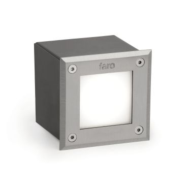 Faro Led-18 - Wandeinbauleuchte - 9,5 x 9,5 x 7 cm - 3W LED inkl. - IP67 - Edelstahl satiniert - Lichtfarbe warmweiß