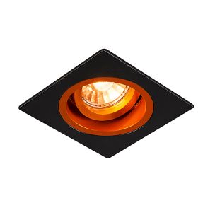 Zuma Line Chuck DL Square - Einbaustrahler 1L - Ø 92 mm, Ø 80 mm Einbaugröße - schwarz und orange-gold