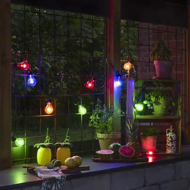 Konstsmide - dekoratives Partylichtset - 4,5m Länge mit 10m Schnur - 10 LED Birnen inkl - 4W - IP44 - mehrfarbig