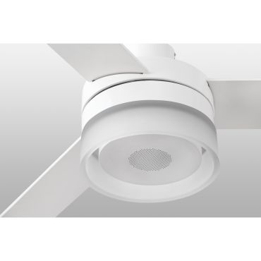Faro Ice - Deckenventilator mit Licht und Lautsprecher und Fernbedienung - Ø 132 cm - 15W LED inkl. - weiß und hellbraun
