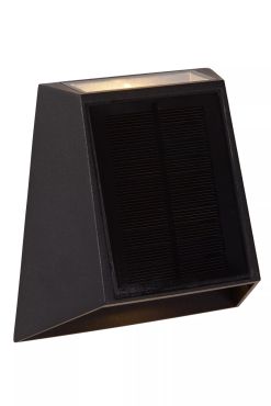 Lucide Luton - Außenwandleuchte mit Solar-Tag/Nacht-Sensor - 13 x 7,4 x 13,4 cm - 1W dimmbare LED inkl - IP54 - schwarz