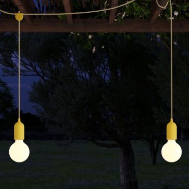 Creative Cables Eiva F-snake - tragbare Lichtgirlande - 2,25 Meter Gesamtlänge - 2 x Eiva 3-fach E27 Fassung mit Silikonkabelhalter - IP65 - senfgelb