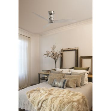 Faro Mini Tube - Deckenventilator mit Fernbedienung - Ø 128 cm - Chrom und transparent