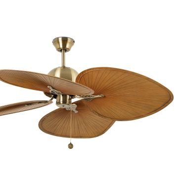 Faro Cuba - Deckenventilator mit Zugschalter - Ø 132 cm - Messing antik und braun