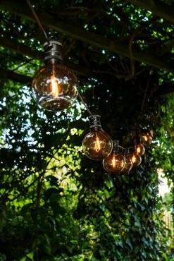 Konstsmide - dekoratives Partylichtset mit Dimmfunktion und austauschbaren LED - 4,5m Länge mit 10m Kabel - 10 LED Birnen inkl. - 7W - IP44 - braun