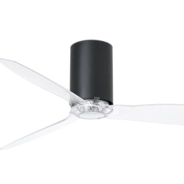 Faro Mini Tube - Deckenventilator mit Fernbedienung - Ø 128 cm - mattschwarz und transparent