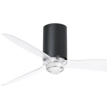 Faro Mini Tube - Deckenventilator mit Licht und Fernbedienung - Ø 128 cm - 17W LED inkl. - mattschwarz und transparent