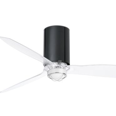 Faro Mini Tube - Deckenventilator mit Licht und Fernbedienung - Ø 128 cm - 17W LED inkl. - schwarz und transparent