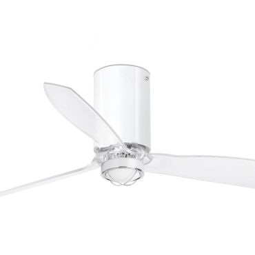 Faro Mini Tube - Deckenventilator mit Licht und Fernbedienung - Ø 128 cm - 17W LED inkl. - weiß und transparent