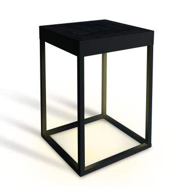 ONE Light - Solar-Gartensäule mit Nachtsensor und USB - 18,5 x 18,5 x 30 cm - 2,2W dimmbare LED inkl - IP65 - schwarz
