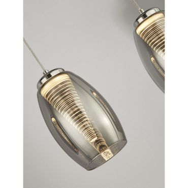 Searchlight Cyclone - Pendelleuchte - 75,5 x 11,5 x 150 cm - 21W dimmbare LED inkl - Chrom und Rauchglas