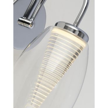 Searchlight Cyclone - Wandleuchte mit Zugschalter - 11,5 x 26,5 cm - 6W LED inkl. - Chrom und transparent