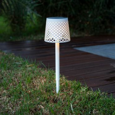 New Garden Greta - Tisch-, Boden- oder Wand-Solarlampe für den Außenbereich mit USB-Anschluss - 80 x 20 x 14 cm - IP65 - weiß
