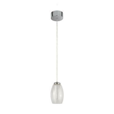 Searchlight Cyclone - Hängeleuchte - Ø 11,5 x 120 cm - 6W LED inkl. - Chrom und transparent