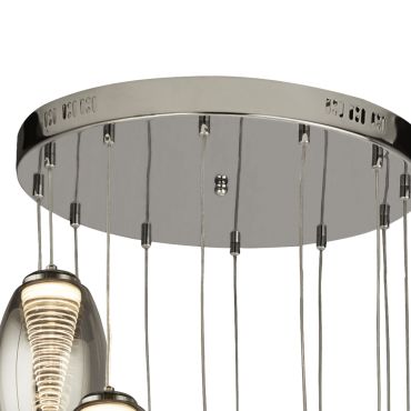 Searchlight Cyclone - Pendelleuchte - Ø 52 x 200 cm - 63W dimmbare LED inkl - Chrom und Rauchglas