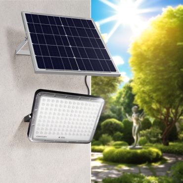 Century Italia Prometeo - Solarleuchte mit Tag- und Nachtsensor und Fernbedienung - 31 x 4,1 x 22,5 cm - 30W LED inkl. - IP65 - schwarz