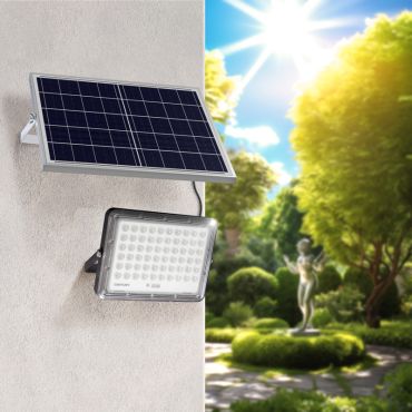 Century Italia Prometeo - solarbetriebener Strahler mit Tag- und Nachtsensor und Fernbedienung - 24,3 x 3,9 x 17,2 cm - inkl. 20W LED - IP65 - schwarz