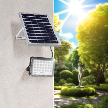Century Italia Prometeo - solarbetriebener Strahler mit Tag- und Nachtsensor und Fernbedienung - 18 x 3,5 x 12,6 cm - inkl. 5W LED - IP65 - schwarz