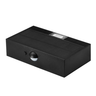 Century Italia Domino MINI - Außen-Solar-Wandleuchte mit Sensor - 9 x 3,5 x 13,7 cm - 3W LED inkl. - IP65 - schwarz