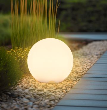 Century Italia Bolla Solar 30 – wiederaufladbare Tisch-/Stehlampe mit Solarenergie – Ø 30 x 28 cm – 0,7W RGB+W LED inkl. – IP44 – weiß