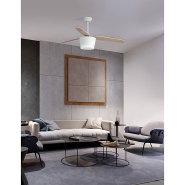Nova Luce Monsoon - Deckenventilator mit Licht und Fernbedienung - Ø 132 x 51 cm - 18W LED inkl. - weiß