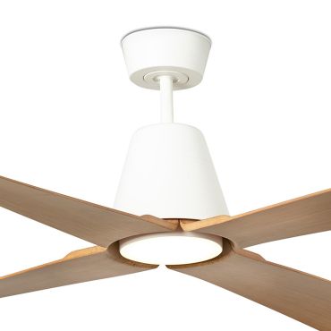 Faro Typhoon - Deckenventilator mit Licht und Fernbedienung - Ø 127 cm - 19W LED inkl. - IP44 - weiß und Ahorn