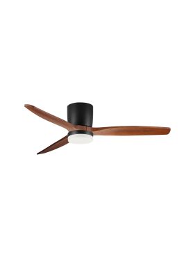 Nova Luce Aloa - Deckenventilator mit Licht und Fernbedienung - Ø 132 x 27,5 cm - 18W LED inkl. - Sand schwarz und dunkles Holz