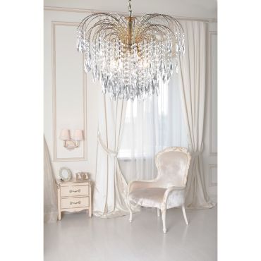 Searchlight Waterfall - Hängeleuchte - Ø 53 x 98 cm - gold und transparent