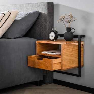 Vico Air Solid - offenes Fach - Nachttisch - 44 x 35 x 45 cm - Akazienholz