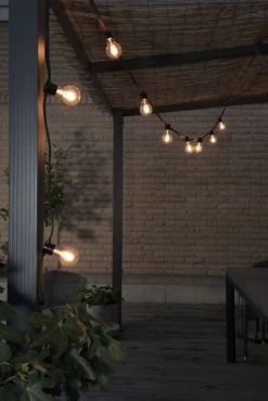 Konstsmide - dekoratives Partylichtset mit Dimmfunktion und austauschbaren LED - 4,5m Länge mit 10m Kabel - 10 LED Birnen inkl. - 6,2W - IP44 - schwarz