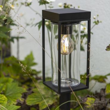 Lutec Flair - Solar Gartenpfosten - 12 x 12 x 76 cm - 2W LED inkl. - IP44 - schwarz
