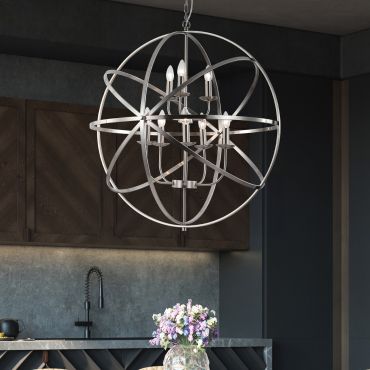 Searchlight Orbit - Pendelleuchte - Ø 80 x 200 cm - satiniert silber