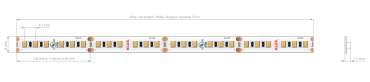KLUS LED Streifen - 0.8cm breit, 500cm lang - 24Vdc - dimmbar - 14.4W LED pro Meter - 120 LEDs pro Meter - IP20 - 4000K