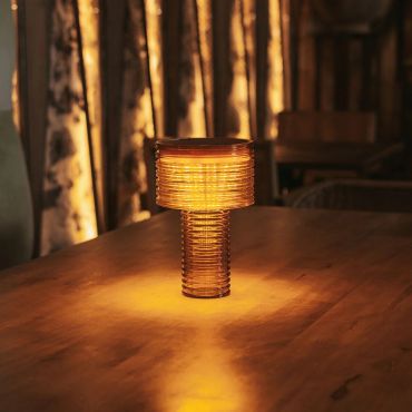 New Garden Amber - wiederaufladbare Tischlampe mit Solarenergie - Ø 16 x 25 cm - 3,6W LED inkl. - 3-stufiger Dimmer - IP44 - Bernstein