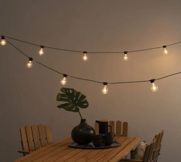 Konstsmide - dekoratives Partylichtset mit Dimmfunktion - 4,5m Länge mit 10m Kabel - 10 LED Birnen inkl. - 4W -IP44 - schwarz