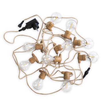 New Garden girlande Allegra - Lichtergirlande mit austauschbaren Leuchtmitteln - 8m Girlande davon 3,25m Schnur - 10 LED-Lampen inkl. - IP44 - Jute