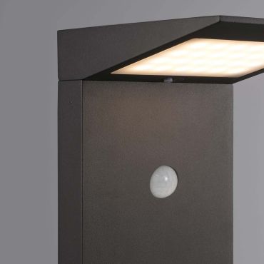 Faro Soleil - solarbetriebener Gartenpfosten mit Bewegungsmelder - 16,5 x 14 x 51 cm - 2W LED inkl. - IP54 - dunkelgrau