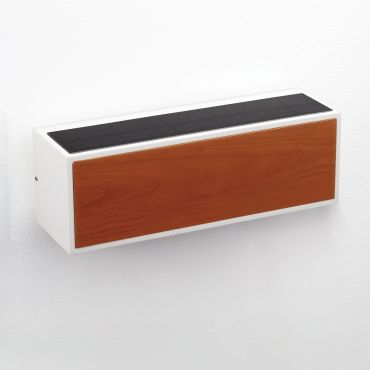 Nova Luce Brown - solarbetriebener Außenwandleuchte - 25,8 x 8,6 x 8,6 cm - 2W LED inkl. - IP65 - Sand Weiß und Holz