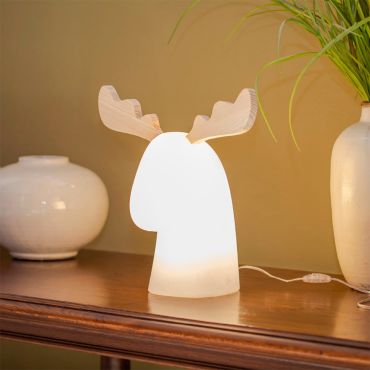 New Garden Rudy 35 - solarbetriebene wiederaufladbare Tischlampe mit Stecker - 40 x 40 x 30 cm - IP65 - weiß